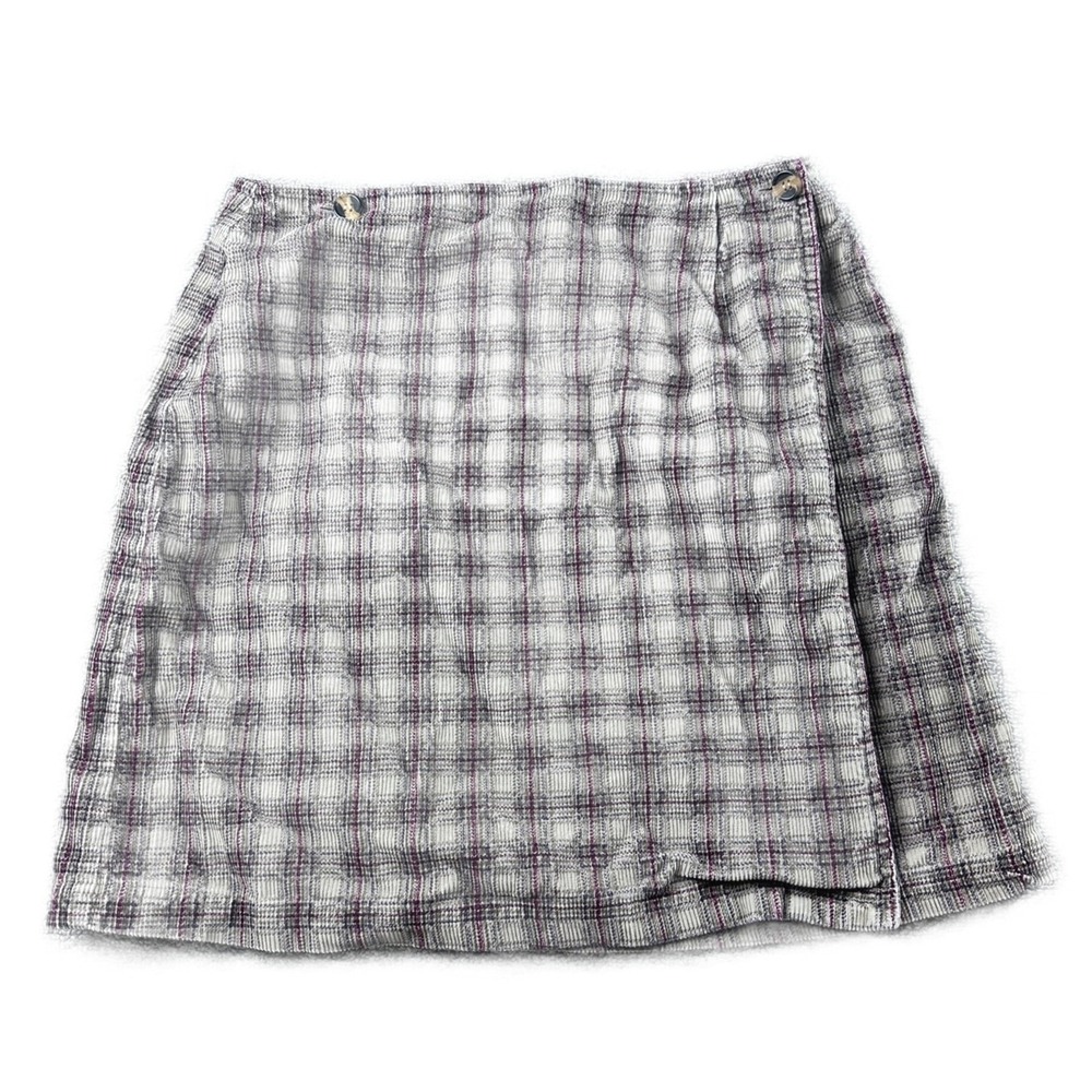 HSZ Studio Skirt Women 10 Multi Color Corduroy Wrap Plaid Cotton Preppy Academic